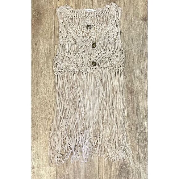 Blu Pepper Jackets & Blazers - Blu Pepper Tan Vest Top Small Fringe Distressed New